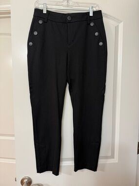 CAbi Black Slim Sailor-Button Dress Pants